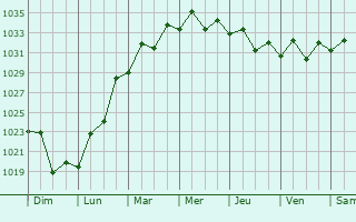 Graphe de la pression atmosphrique prvue pour Geelong