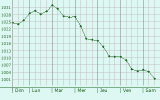 Graphe de la pression atmosphrique prvue pour Curtea de Arges