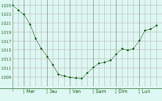 Graphe de la pression atmosphrique prvue pour Nesterov