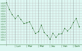 Graphe de la pression atmosphrique prvue pour Bensonhurst