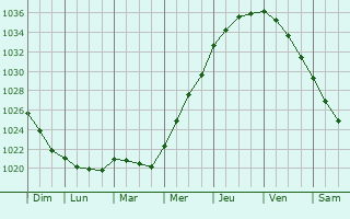 Graphe de la pression atmosphrique prvue pour Longyearbyen