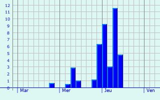 Graphique des précipitations prvues pour Villedieu-les-Poles