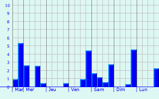 Graphique des précipitations prvues pour Binjai