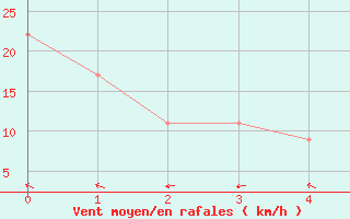 Courbe de la force du vent pour Nullo Mountains Aws