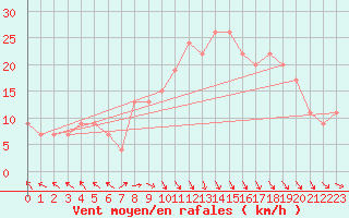 Courbe de la force du vent pour Trapani / Birgi