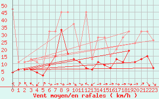 Courbe de la force du vent pour Altenrhein