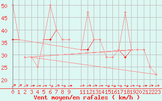 Courbe de la force du vent pour Veiholmen