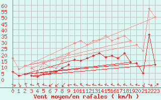 Courbe de la force du vent pour Wunsiedel Schonbrun