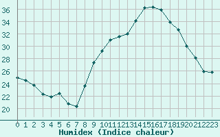 Courbe de l'humidex pour Aubenas - Lanas (07)