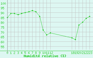 Courbe de l'humidit relative pour Pinsot (38)