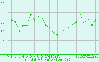 Courbe de l'humidit relative pour Plussin (42)