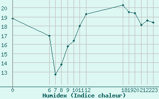 Courbe de l'humidex pour Jan (Esp)