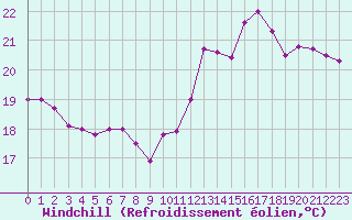 Courbe du refroidissement olien pour Pointe de Chassiron (17)