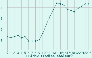 Courbe de l'humidex pour Nancy - Essey (54)