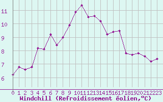 Courbe du refroidissement olien pour Ile Rousse (2B)