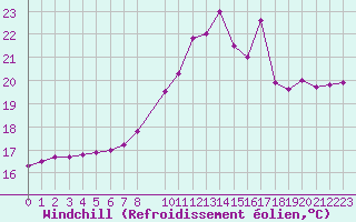 Courbe du refroidissement olien pour Porquerolles (83)