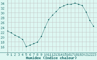 Courbe de l'humidex pour Biarritz (64)