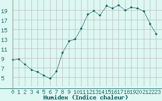 Courbe de l'humidex pour Herhet (Be)