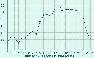 Courbe de l'humidex pour Cognac (16)