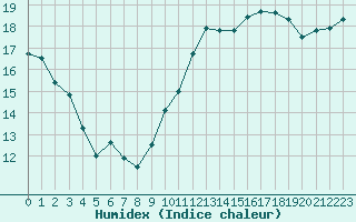 Courbe de l'humidex pour Cognac (16)