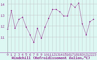 Courbe du refroidissement olien pour Ile Rousse (2B)