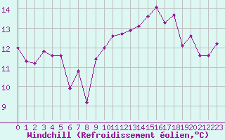 Courbe du refroidissement olien pour Ile Rousse (2B)
