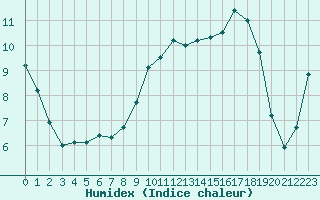 Courbe de l'humidex pour Baye (51)