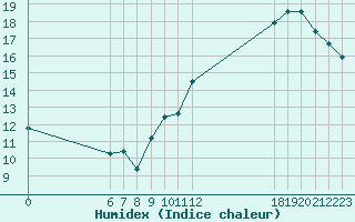 Courbe de l'humidex pour Jan (Esp)