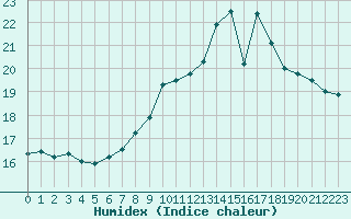 Courbe de l'humidex pour Bergerac (24)