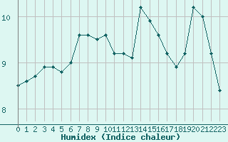 Courbe de l'humidex pour Brignogan (29)