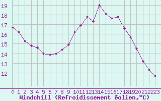 Courbe du refroidissement olien pour Forceville (80)