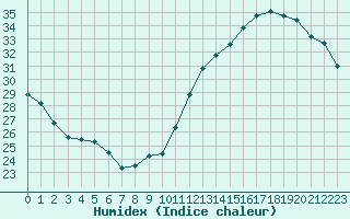 Courbe de l'humidex pour Jan (Esp)