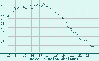 Courbe de l'humidex pour Carrion de Calatrava (Esp)