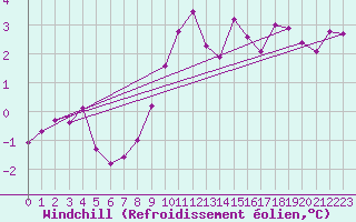Courbe du refroidissement olien pour Le Touquet (62)