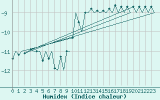 Courbe de l'humidex pour Vidsel