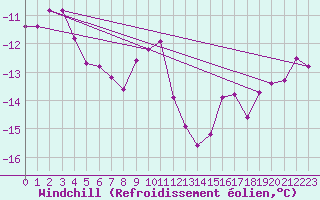 Courbe du refroidissement olien pour Skamdal