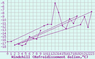 Courbe du refroidissement olien pour Alpinzentrum Rudolfshuette