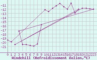 Courbe du refroidissement olien pour Seljelia