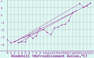 Courbe du refroidissement olien pour Elblag