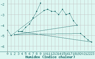 Courbe de l'humidex pour Roldalsfjellet