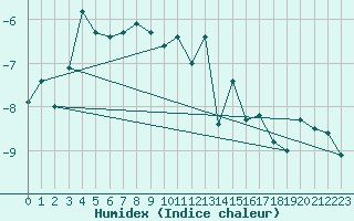 Courbe de l'humidex pour Mannen