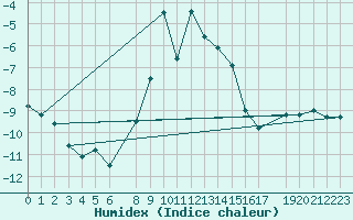 Courbe de l'humidex pour Hjerkinn Ii