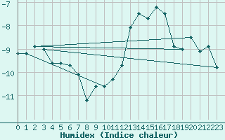 Courbe de l'humidex pour Sonnblick - Autom.