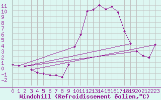 Courbe du refroidissement olien pour Muirancourt (60)