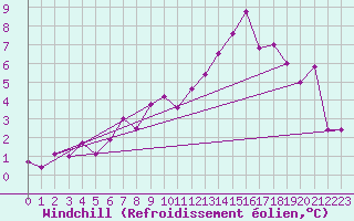 Courbe du refroidissement olien pour Dornick