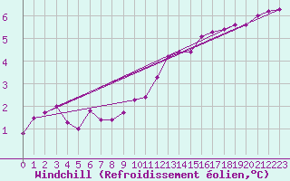 Courbe du refroidissement olien pour Abed