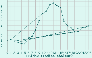 Courbe de l'humidex pour Kojovska Hola