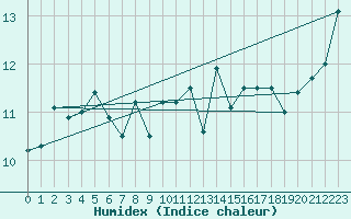 Courbe de l'humidex pour Terschelling Hoorn