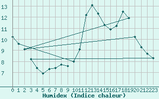 Courbe de l'humidex pour Amur (79)