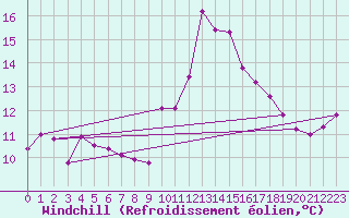 Courbe du refroidissement olien pour Cimetta